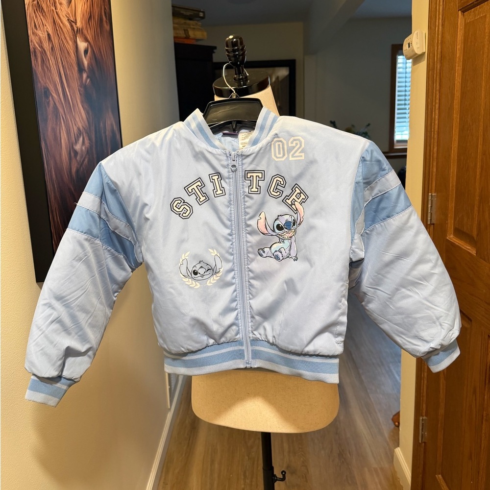Disney Stitch Girls Bomber Jacket Blue Size 7/8 New Without Tags
